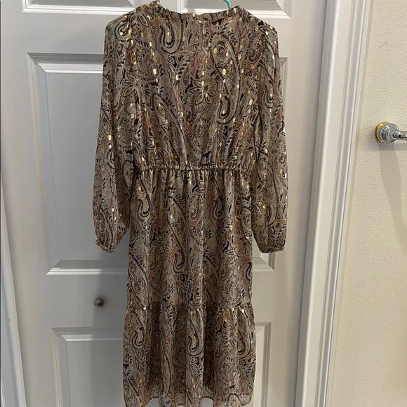 Elegant Paisley Dress in Gold and Brown - Picture 6 of 8